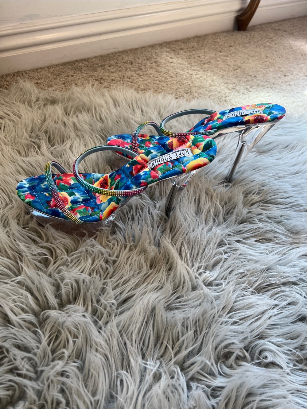 Cape Robbin “Ria” Multicolor Floral Strappy Stiletto Heels